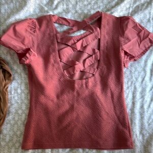 Anthropologie Pink Puff Sleeve Ruched Blouse